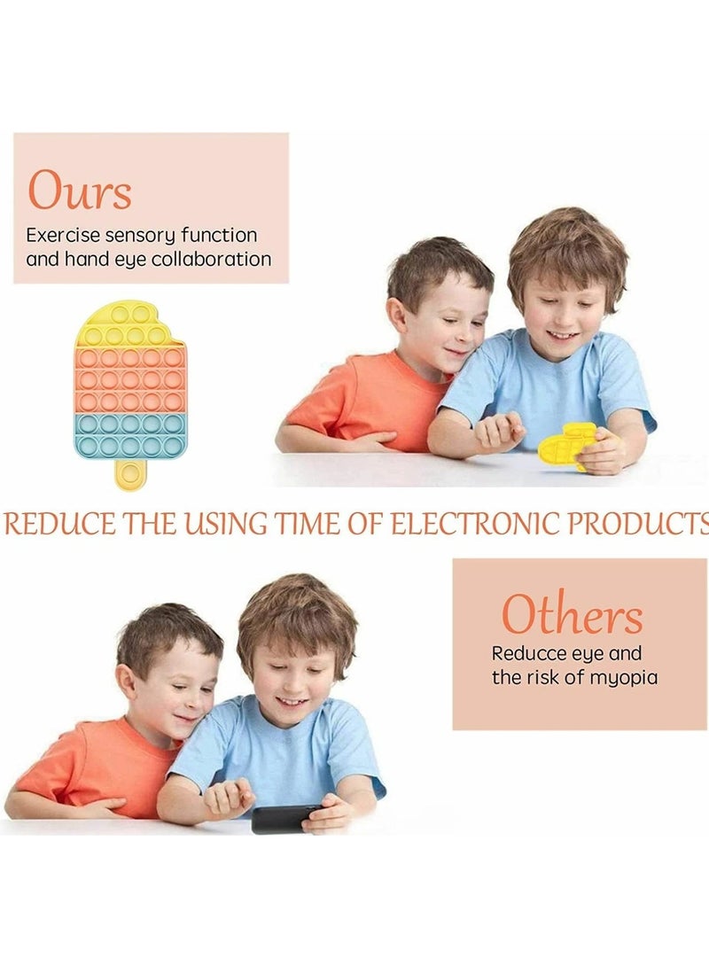 Push Pop Bubble Fidget Toy Sensory Silicone Stress Reliever for Kids and Adults Anxiety Relief Toy Portable Pop-It Toy for Fun and Relaxation (Ice Cream Rainbow) - Image 4